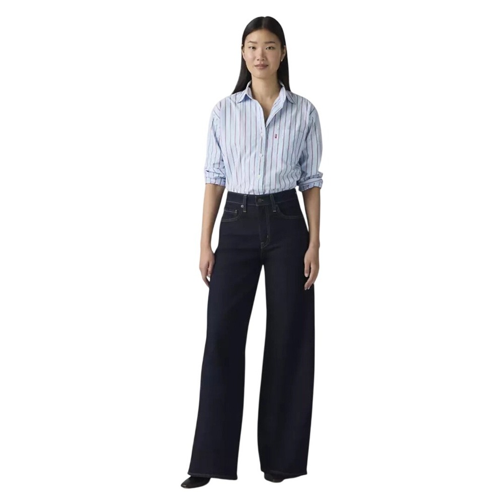 Levi's Women's Dark Wash 728 High Rise Tailored Wide Leg Jeans Size 24x32